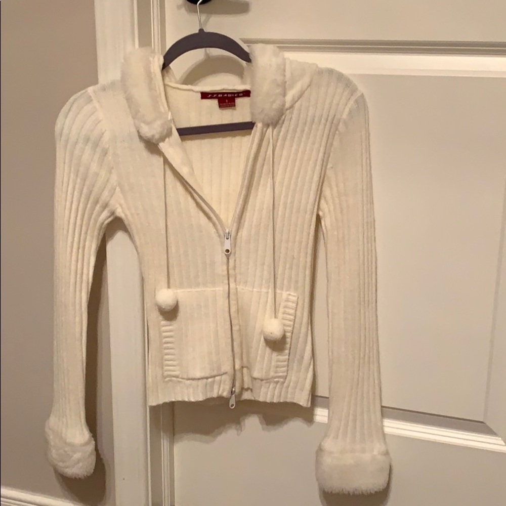 White zip up sweater